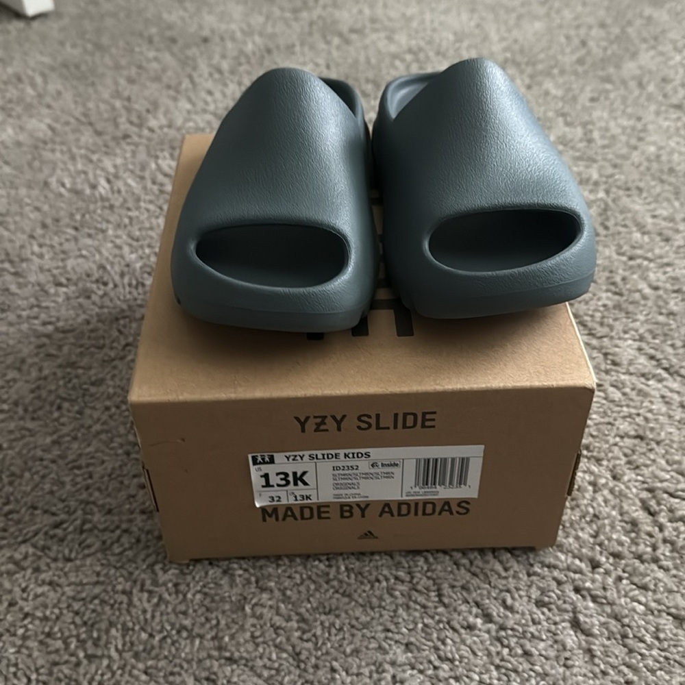 Adidas Yeezy Slide Sandals in Slate Blue